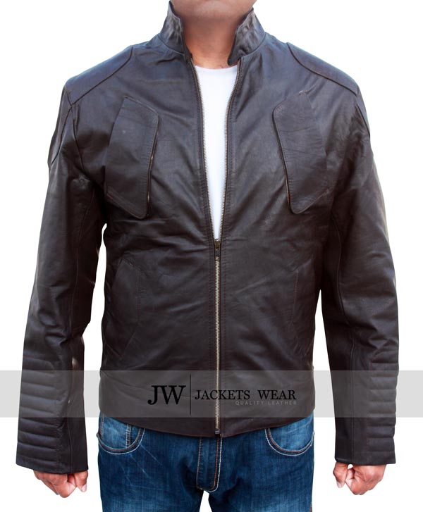 Snow Lockout Leather Jacket | Distressed Brown Guy Pearce Jacket